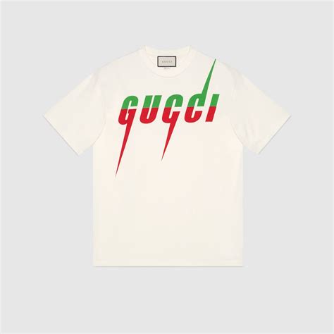 Playera con estampado Gucci Blade inalgodón blanco .